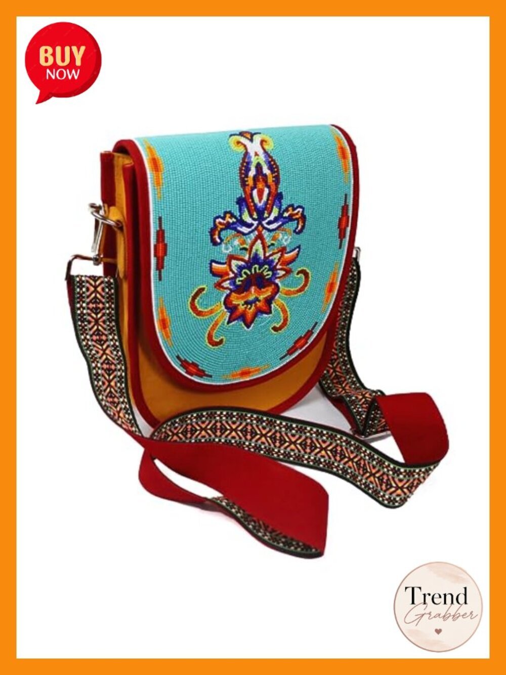 Handmade Beaded Crossbody Bag with Adjustable Strap